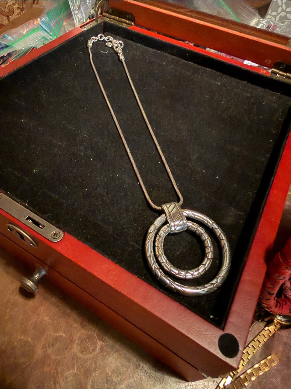 Brighton Silver-Tone Double Ring Pendant Necklace